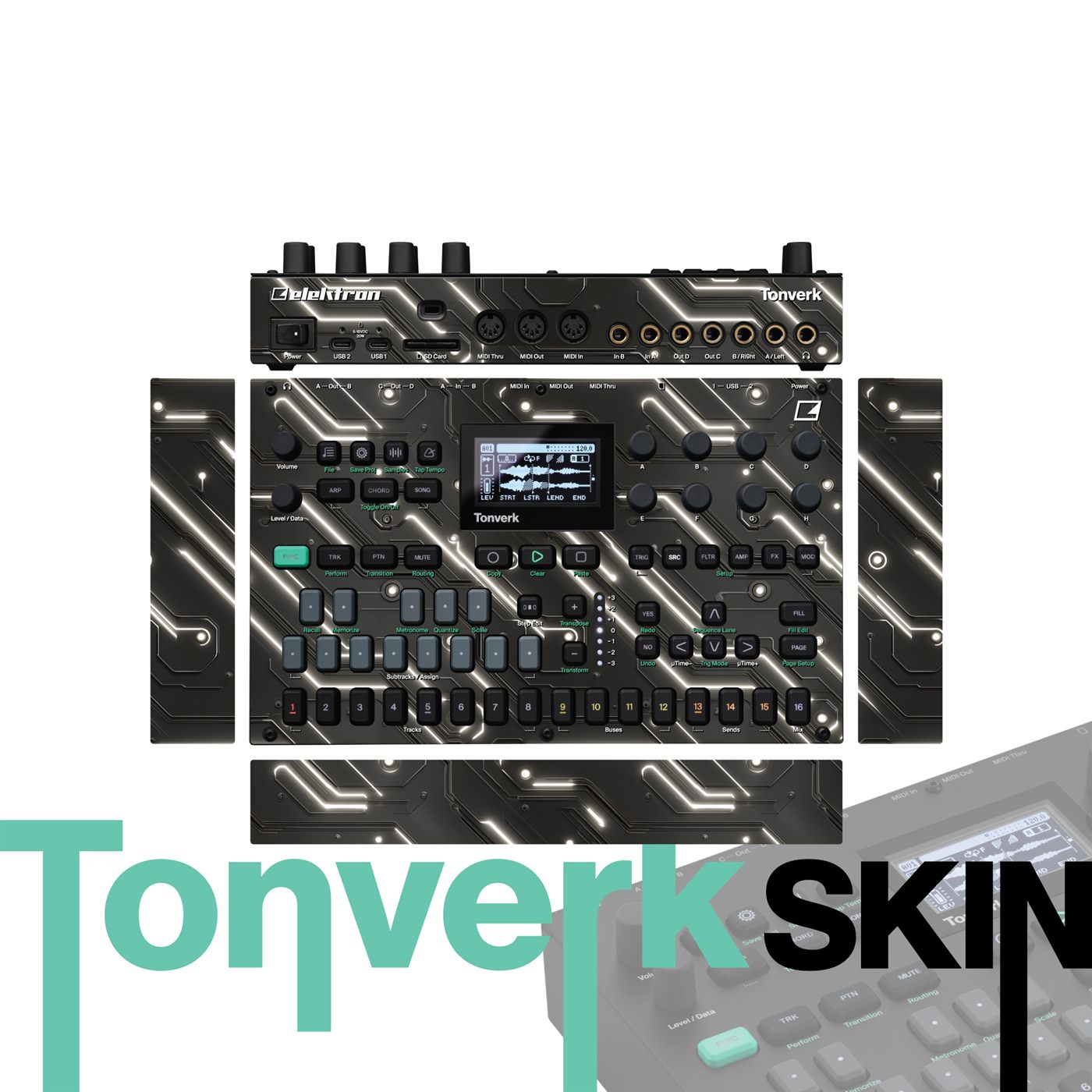 Neon Graphite Pulse vinyl skin for Elektron Tonverk