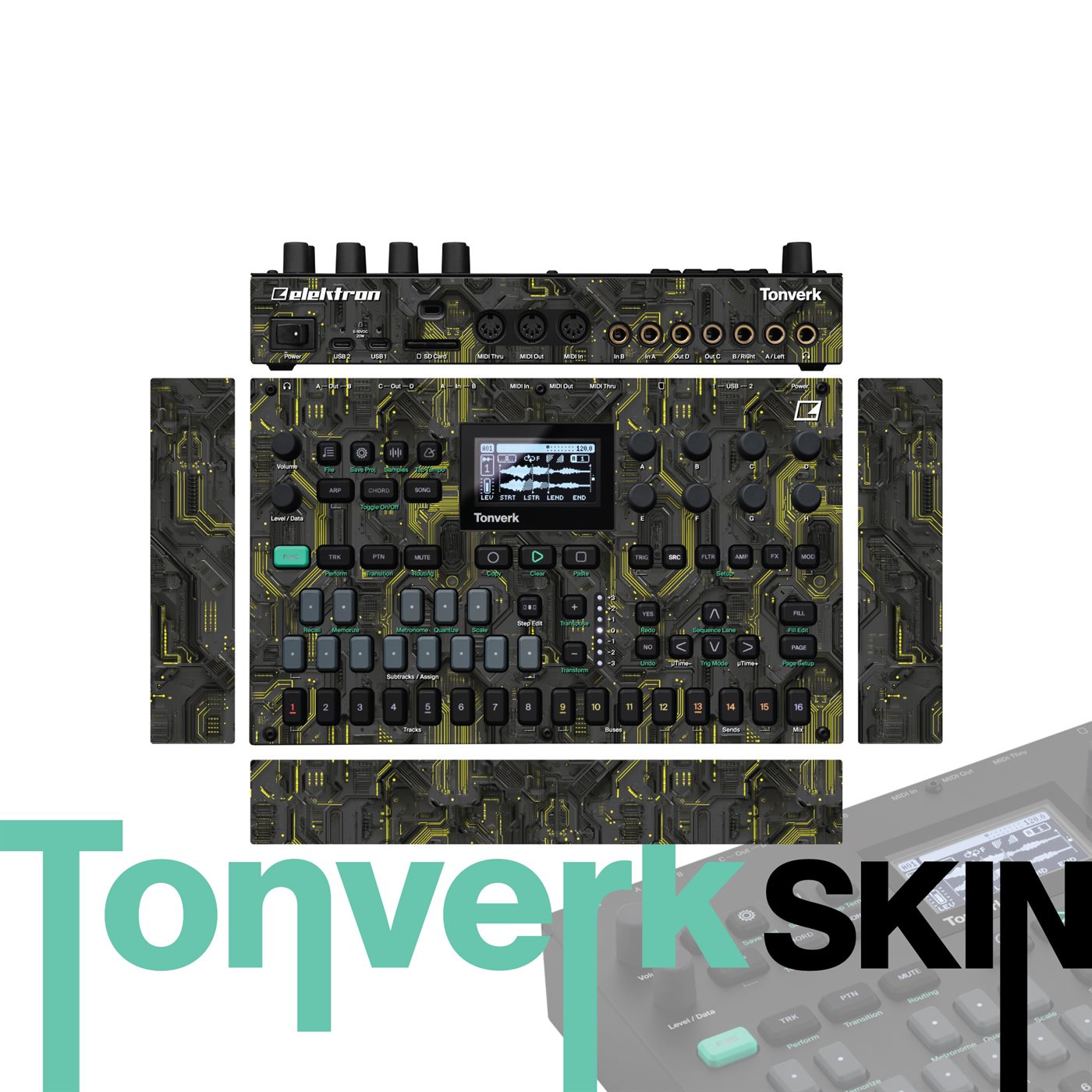 Neon Graphite Weave vinyl skin for Elektron Tonverk