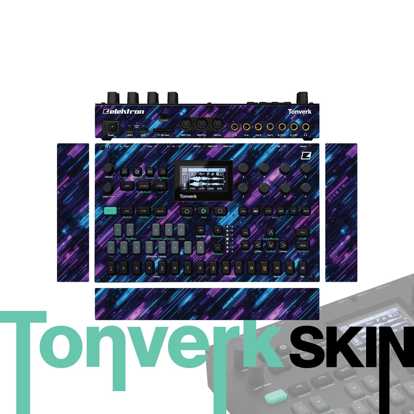 Neon Nightfall vinyl skin for Elektron Tonverk