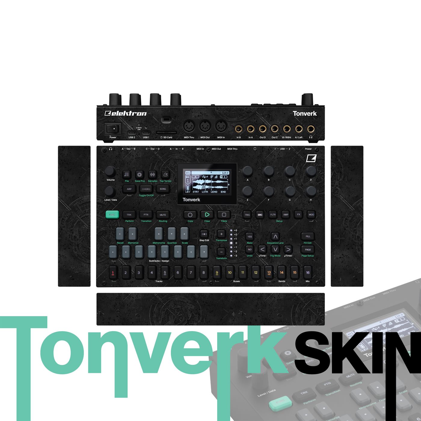Obsidian Etch vinyl skin for Elektron Tonverk