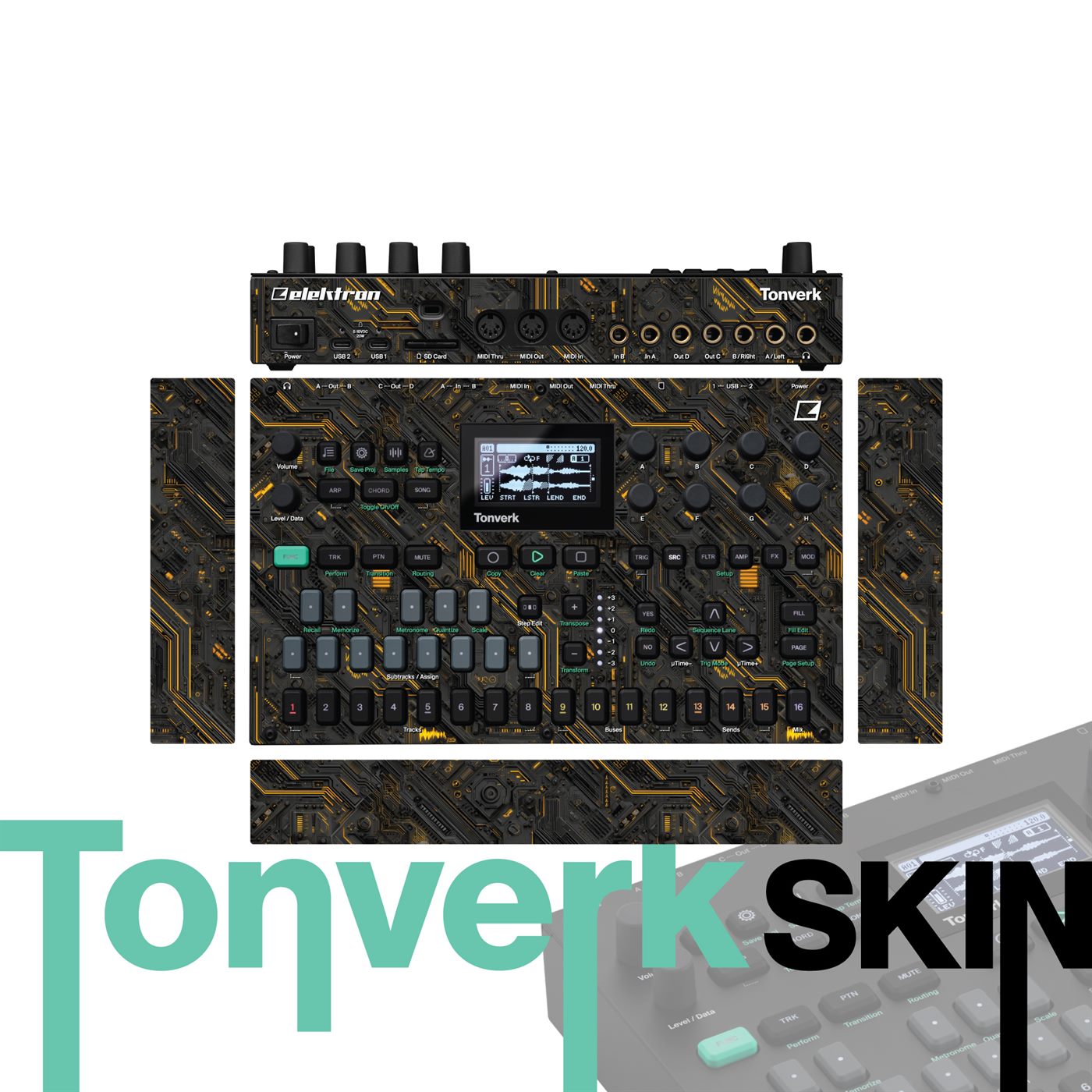 Onyx Embergrid vinyl skin for Elektron Tonverk