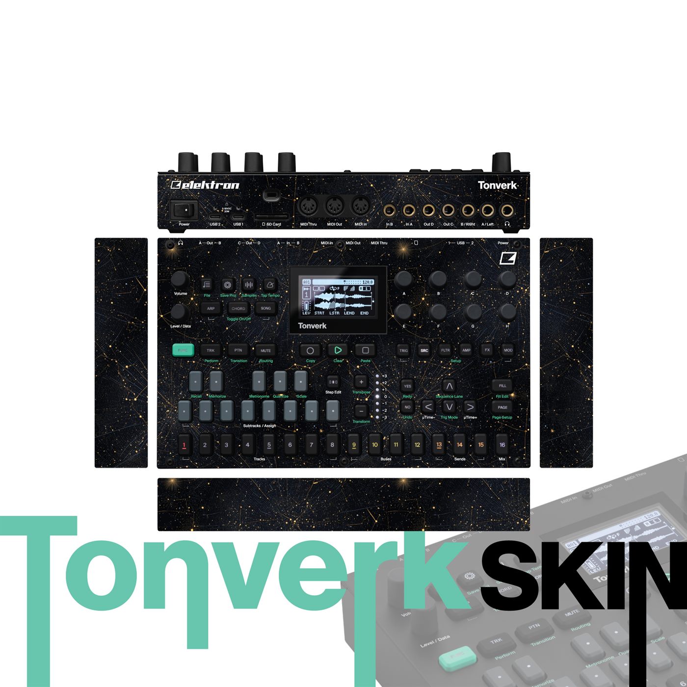 Quantum Grid Noir vinyl skin for Elektron Tonverk