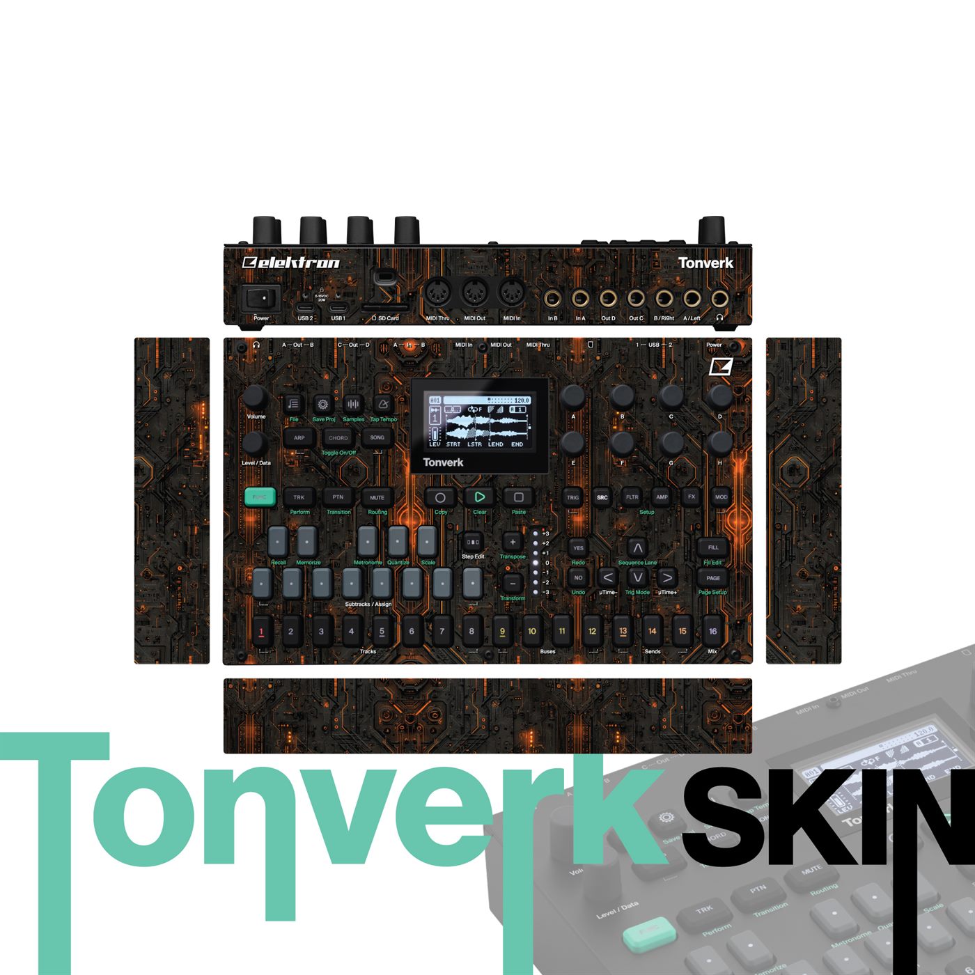 Ruby Grid vinyl skin for Elektron Tonverk