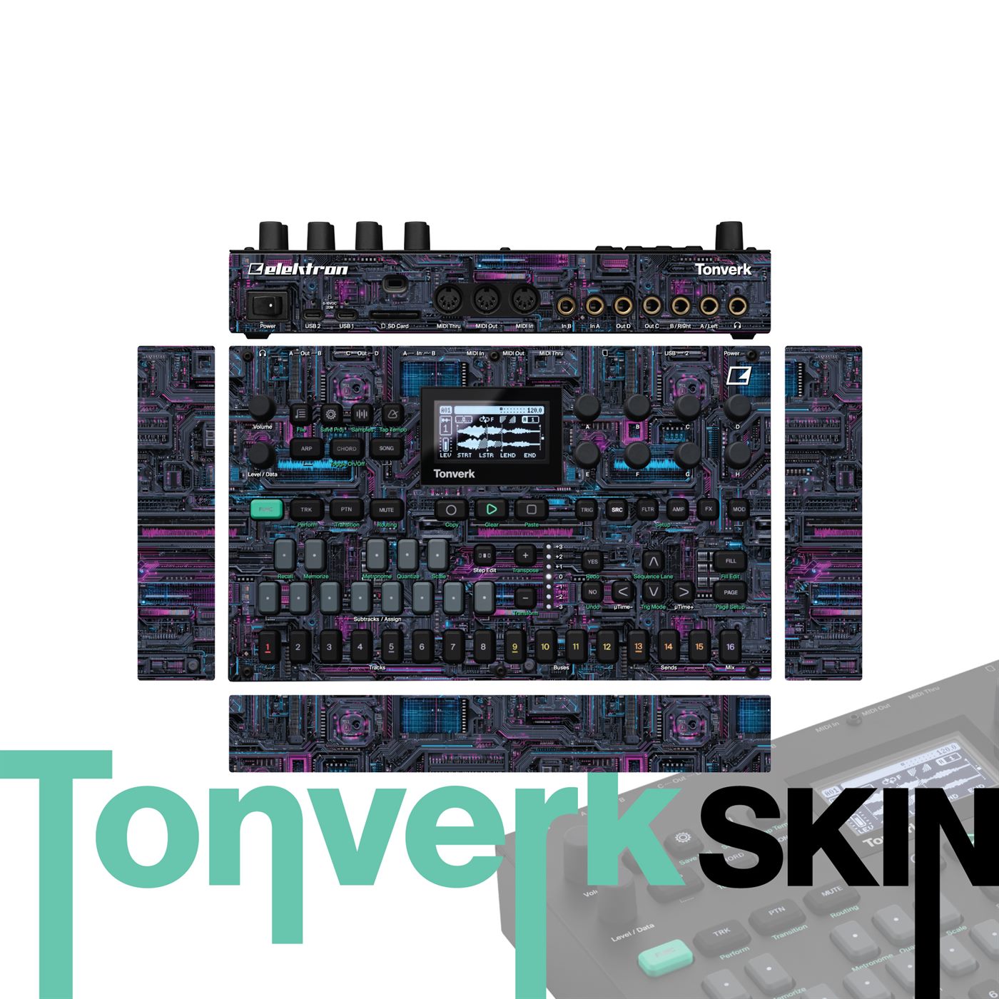 Synthwave Circuitry vinyl skin for Elektron Tonverk
