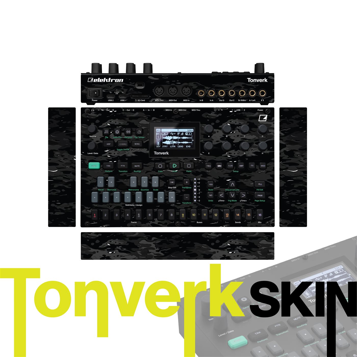 Tactical Black vinyl skin for Elektron Tonverk