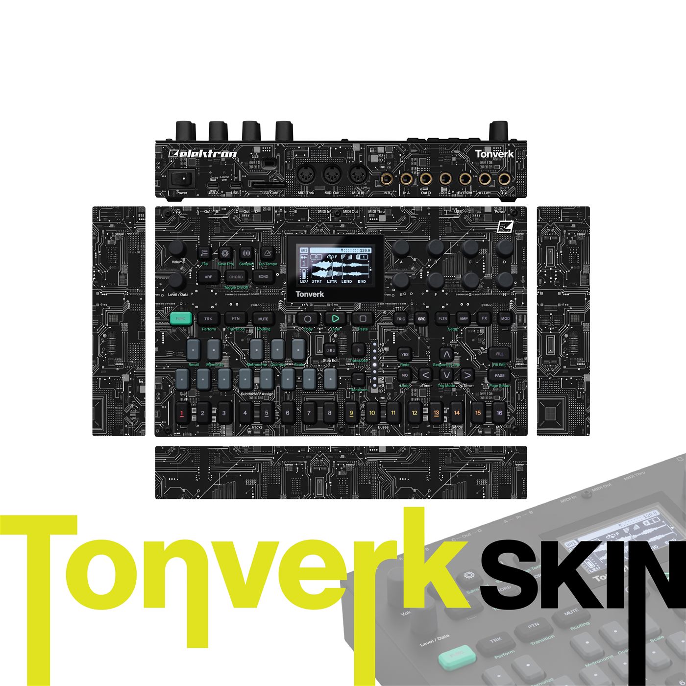 Tech Grid vinyl skin for Elektron Tonverk