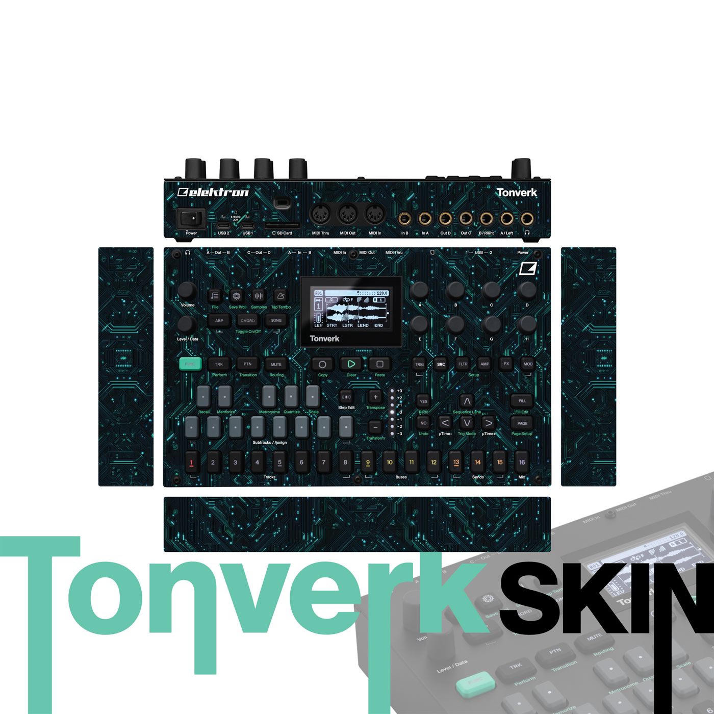 Turquoise Matrix vinyl skin for Elektron Tonverk