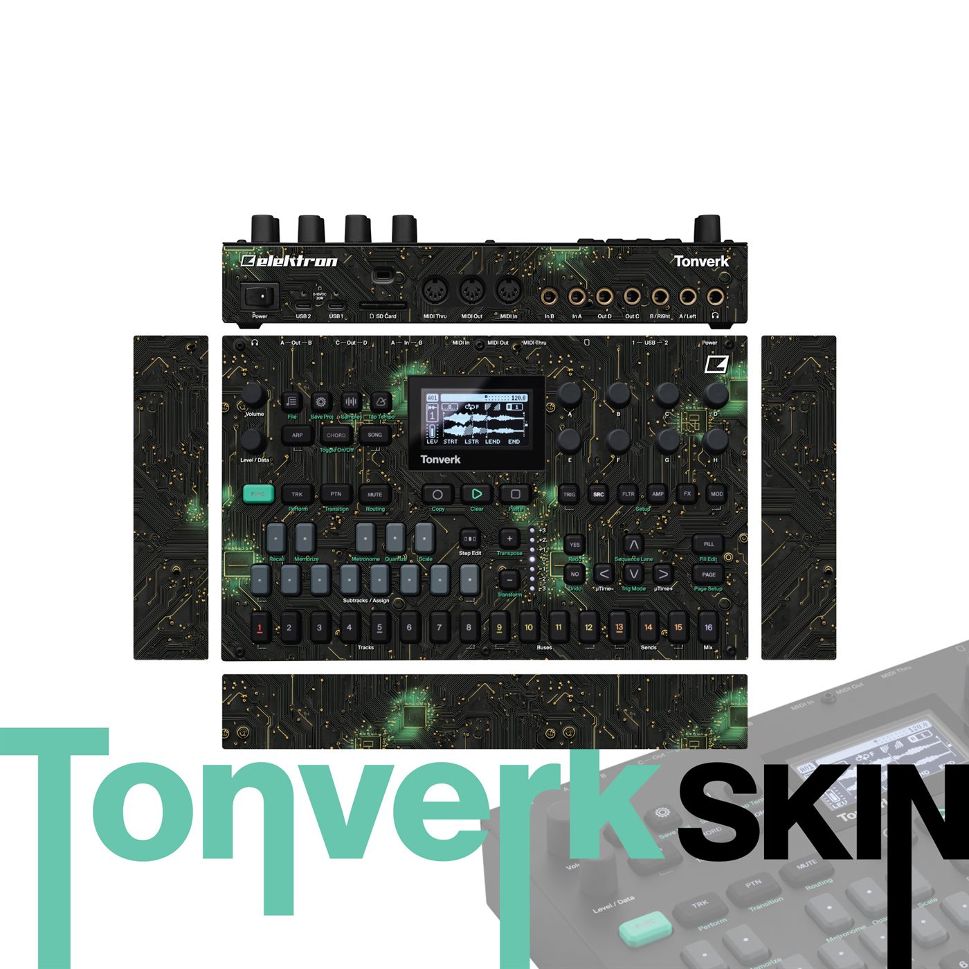 Verdant Circuit Glow vinyl skin for Elektron Tonverk