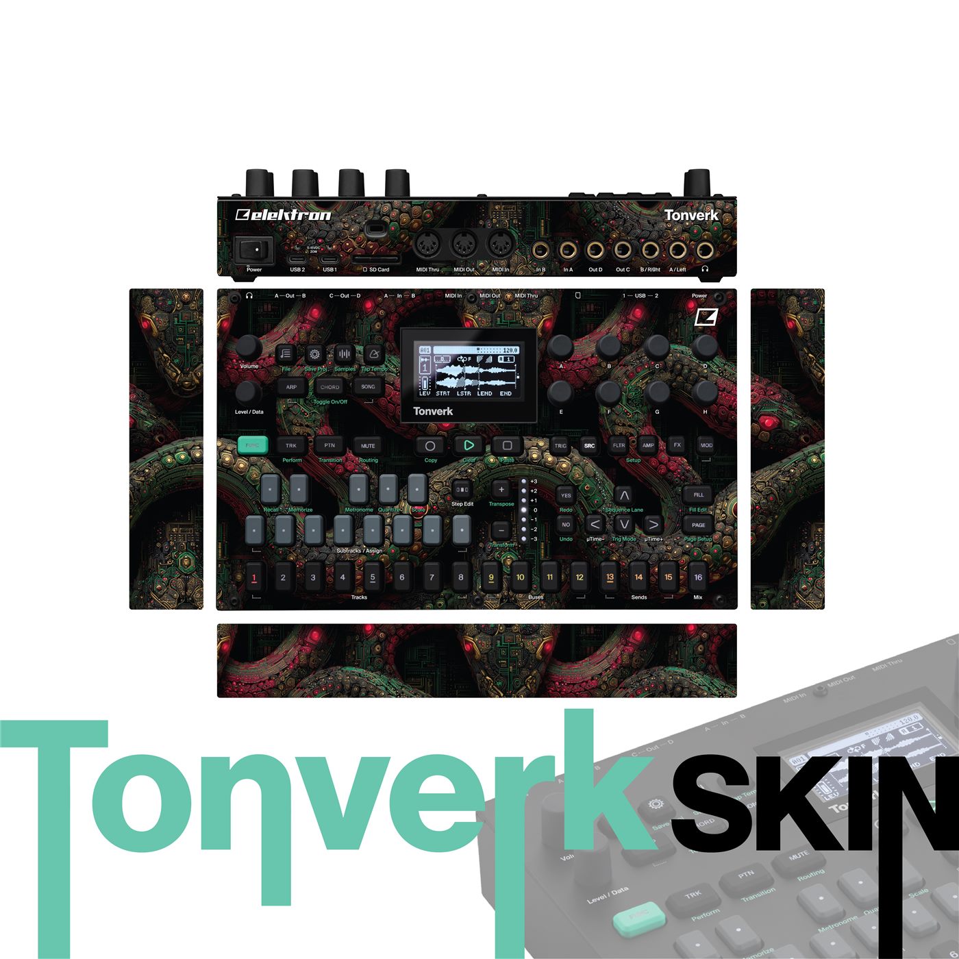 Vermilion Dragon vinyl skin for Elektron Tonverk