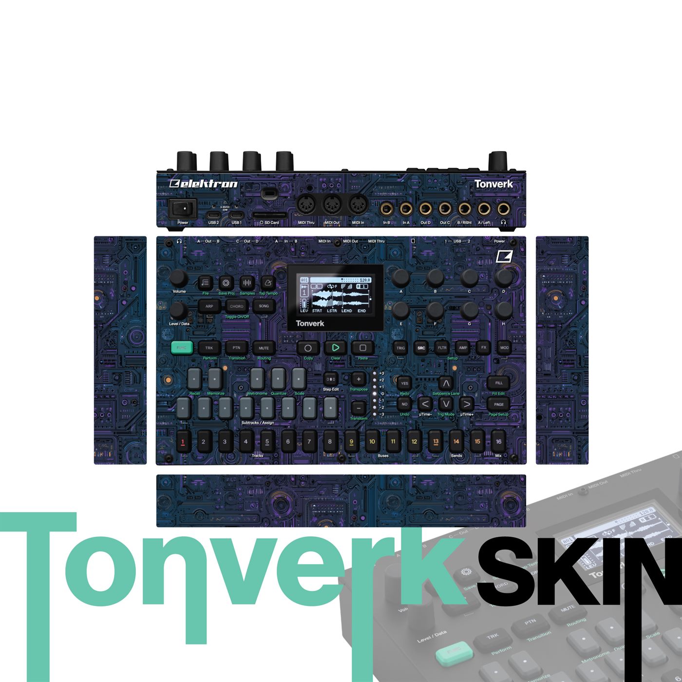 Violet Circuitum vinyl skin for Elektron Tonverk